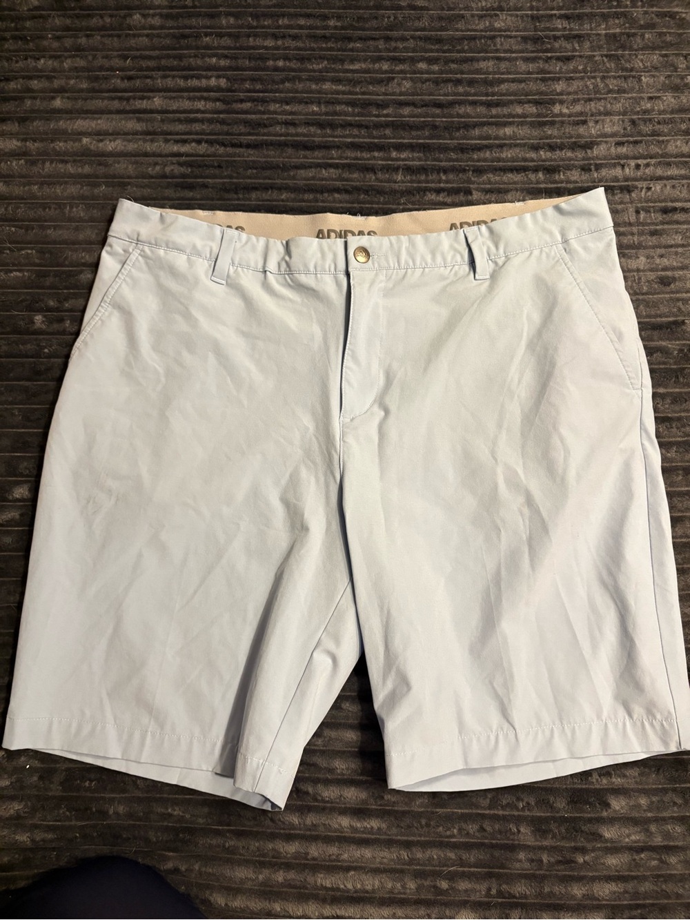 adidas Men’s Light Blue Flat-Front Casual Shorts